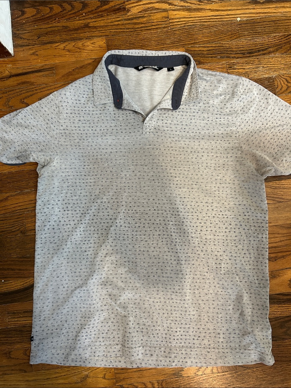 Travis Mathew Light Gray Polo with Dark Navy Inner Collar